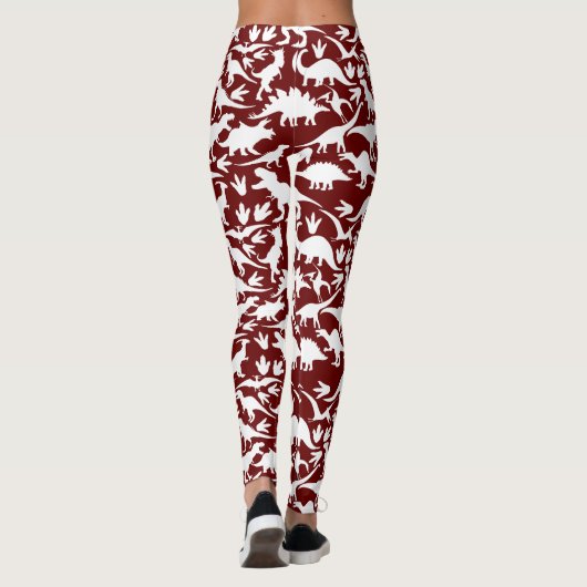 Dinosaurier Muster 01 w. DR BG Leggings (Rückseite)