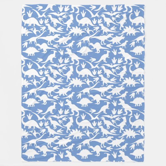 Dinosaurier Muster 01 w. LBlue BG Fleecedecke (Vorderseite)