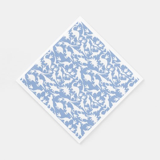 Dinosaurier Muster 01 w. LBlue BG Serviette (Ecke)