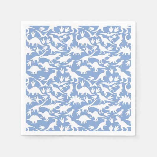 Dinosaurier Muster 01 w. LBlue BG Serviette (Vorderseite)
