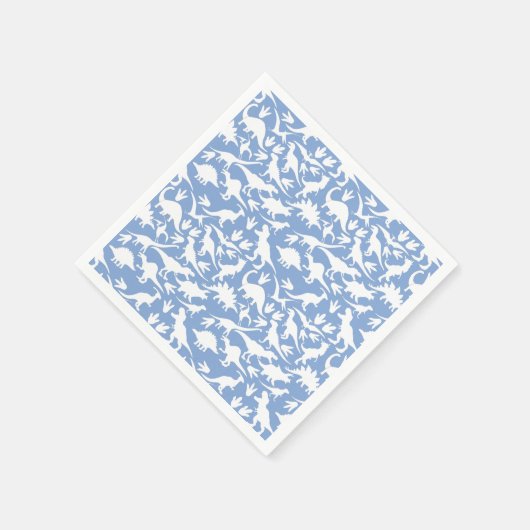 Dinosaurier Muster 01 w. LBlue BG Serviette (Ecke)