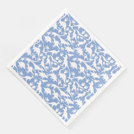 Dinosaurier Muster 01 w. LBlue BG Serviette (Ecke)