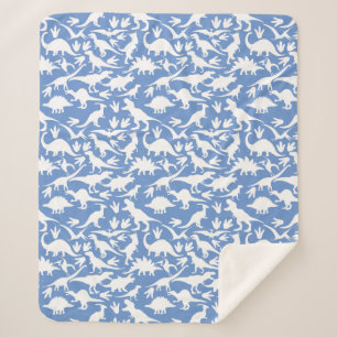 Dinosaurier Muster 01 w. LBlue BG Sherpadecke