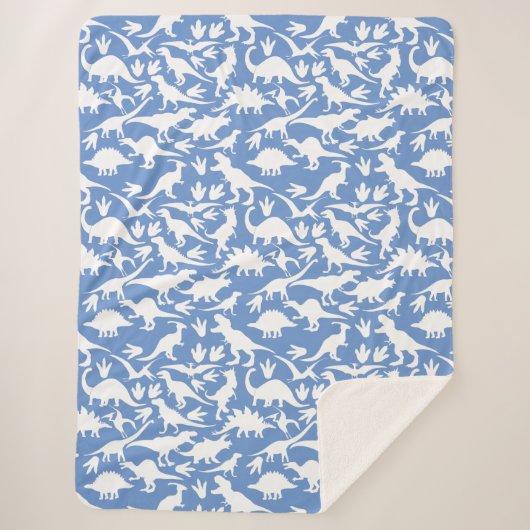 Dinosaurier Muster 01 w. LBlue BG Sherpadecke (Vorderseite)