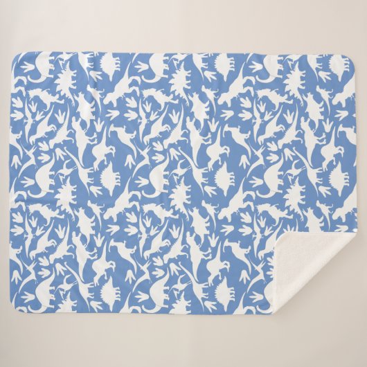 Dinosaurier Muster 01 w. LBlue BG Sherpadecke (Vorderseite (Horizontal))