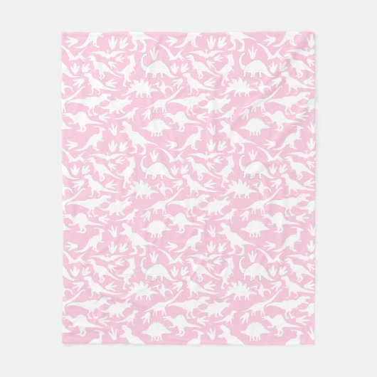 Dinosaurier Muster 01 w. LPink BG Fleecedecke (Vorderseite)