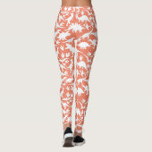 Dinosaurier Muster 01 w. Orange BG Leggings (Rückseite)