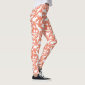 Dinosaurier Muster 01 w. Orange BG Leggings (Rechts)