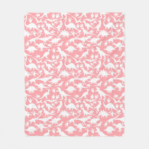Dinosaurier Muster 01 w. Rosa BG Fleecedecke