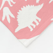 Dinosaurier Muster 01 w. Rosa BG Fleecedecke (Ecke)