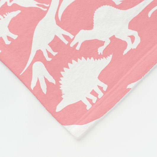 Dinosaurier Muster 01 w. Rosa BG Fleecedecke (Ecke)