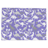 Dinosaurier-Muster 01A LPurple BG Große Geschenktüte (Rückseite)