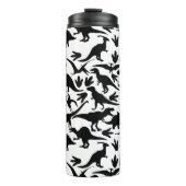 Dinosaurier Muster 01b. Blue BG Thermosbecher (Vorderseite)