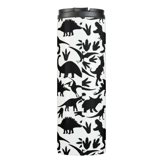 Dinosaurier Muster 01b. Blue BG Thermosbecher (Rückseite)