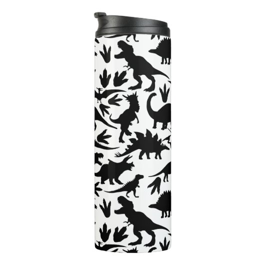 Dinosaurier Muster 01b. Blue BG Thermosbecher (Nach rechts gedreht)