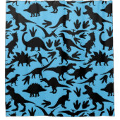 Dinosaurier Muster 01b. L Blue BG Duschvorhang (Vorderseite)