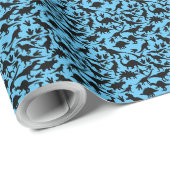 Dinosaurier Muster 01b. LBlue BG Geschenkpapier (Rolleneckpunkt)