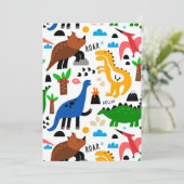 Dinosaurier-Muster Dankeskarte (Stehend Vorderseite)