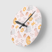 Dinosaurier-Muster, das jedes Kind erfasst Runde Wanduhr (Winkel)