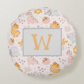 Dinosaurier-Muster, das jedes Kind erfasst Rundes Kissen (Rückseite)