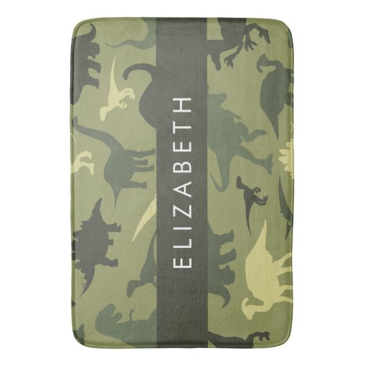 Dinosaurier Muster, Dinosaur Silhouette, Ihr Name Badematte (Vorderseite Vertikal)