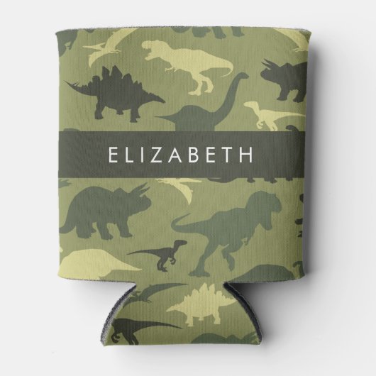 Dinosaurier Muster, Dinosaur Silhouette, Ihr Name Dosenkühler (Vorderseite)