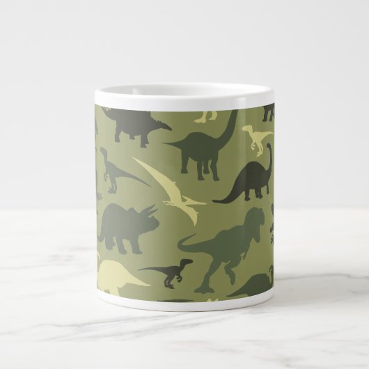 Dinosaurier Muster, Dinosaur Silhouette, Ihr Name Jumbo-Tasse (Vorderseite)