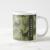 Dinosaurier Muster, Dinosaur Silhouette, Ihr Name Jumbo-Tasse (Rechts)