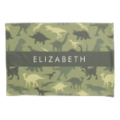 Dinosaurier Muster, Dinosaur Silhouette, Ihr Name Kissenbezug (Vorderseite)