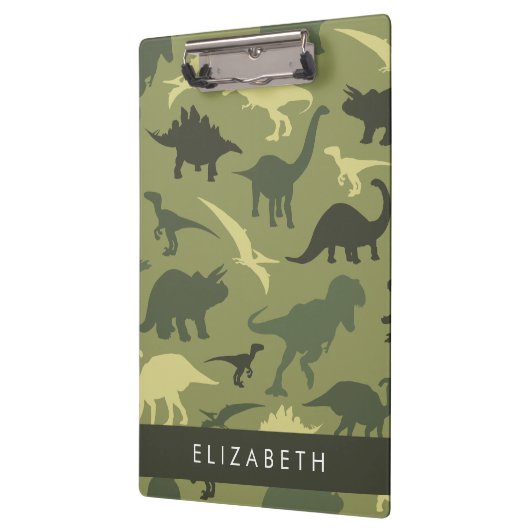 Dinosaurier Muster, Dinosaur Silhouette, Ihr Name Klemmbrett (Links)