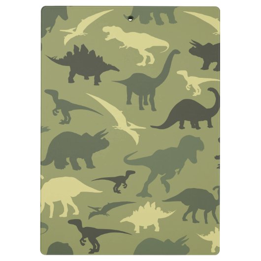 Dinosaurier Muster, Dinosaur Silhouette, Ihr Name Klemmbrett (Rückseite)