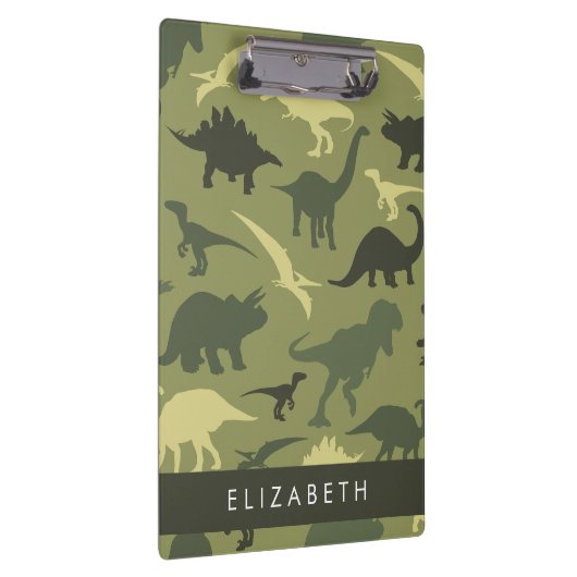 Dinosaurier Muster, Dinosaur Silhouette, Ihr Name Klemmbrett (Rechts)