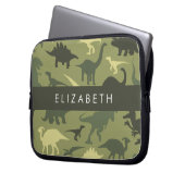 Dinosaurier Muster, Dinosaur Silhouette, Ihr Name Laptopschutzhülle (Vorderseite Links)