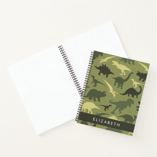 Dinosaurier Muster, Dinosaur Silhouette, Ihr Name Notizblock (Innenseite)