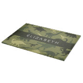 Dinosaurier Muster, Dinosaur Silhouette, Ihr Name Schneidebrett (Ecke)