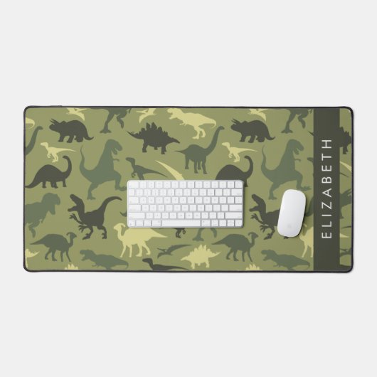 Dinosaurier Muster, Dinosaur Silhouette, Ihr Name Schreibtischunterlage (Tastatur & Maus)