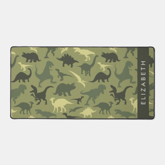 Dinosaurier Muster, Dinosaur Silhouette, Ihr Name Schreibtischunterlage (Vorderseite)