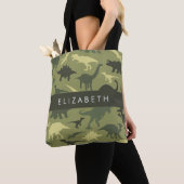 Dinosaurier Muster, Dinosaur Silhouette, Ihr Name Tasche (Von Nahem)