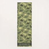 Dinosaurier Muster, Dinosaur Silhouette, Ihr Name Yogamatte (Rückseite)