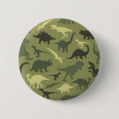 Dinosaurier-Muster, Dinosaurier-Silhouette, grüner Button (Vorderseite)