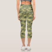 Dinosaurier-Muster, Dinosaurier-Silhouette, grüner Capri Leggings (Rückseite)