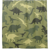 Dinosaurier-Muster, Dinosaurier-Silhouette, grüner Duschvorhang (Vorderseite)