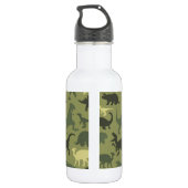 Dinosaurier-Muster, Dinosaurier-Silhouette, grüner Edelstahlflasche (Rückseite)
