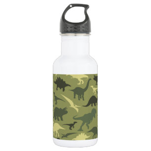 Dinosaurier-Muster, Dinosaurier-Silhouette, grüner Edelstahlflasche