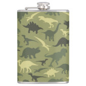 Dinosaurier-Muster, Dinosaurier-Silhouette, grüner Flachmann (Vorderseite)