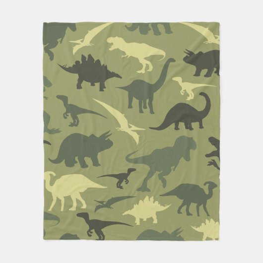 Dinosaurier-Muster, Dinosaurier-Silhouette, grüner Fleecedecke (Vorderseite)