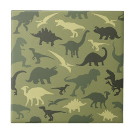 Dinosaurier-Muster, Dinosaurier-Silhouette, grüner Fliese