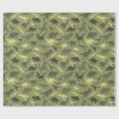 Dinosaurier-Muster, Dinosaurier-Silhouette, grüner Geschenkpapier (Flach)