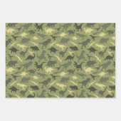 Dinosaurier-Muster, Dinosaurier-Silhouette, grüner Geschenkpapier Set (Vorderseite 2)
