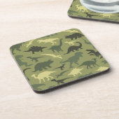 Dinosaurier-Muster, Dinosaurier-Silhouette, grüner Getränkeuntersetzer (Linke Seite)